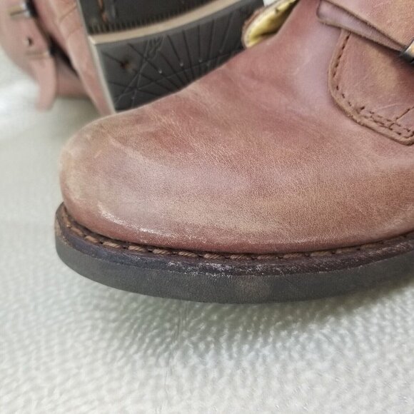 ✅Bussola PRAUGUE Brown Leather Boots Side Zip Straps Women's Size 38 / 7-7.5 US - Picture 8 of 16